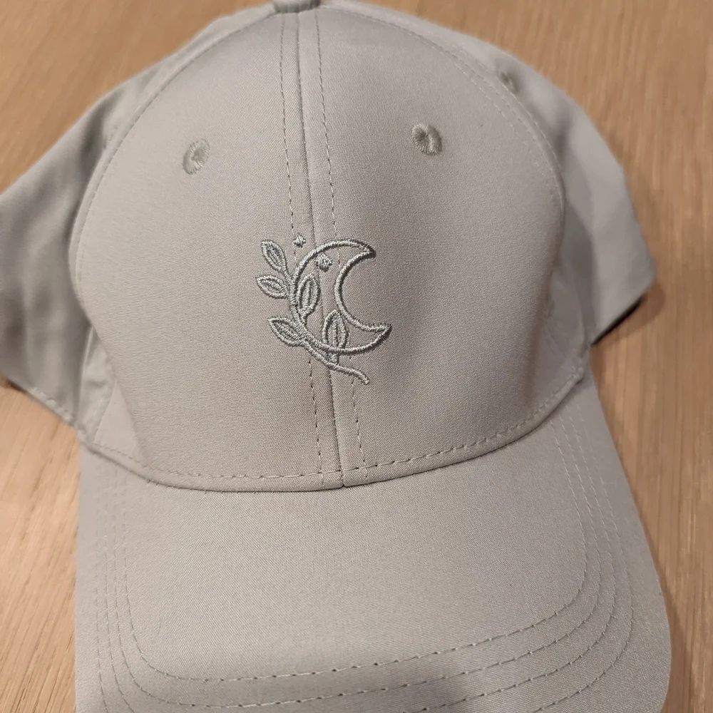Grayish Green Baseball Cap with Moon Embroidery